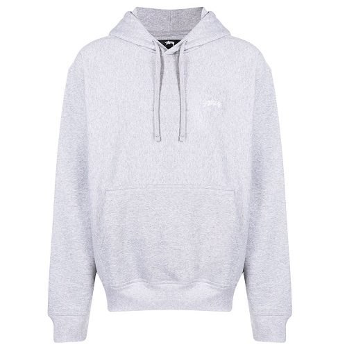 Stussy Logo Hoody or Hoodie in Light Grey Heather UK Outlet at SEIKK